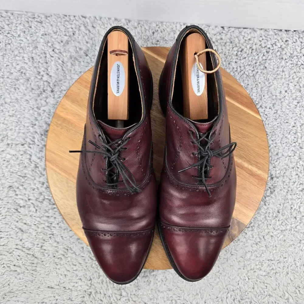 Allen Edmonds Mens 13 3E Wide Hale Oxblood Cap Toe Brogue Oxford Dress Shoe